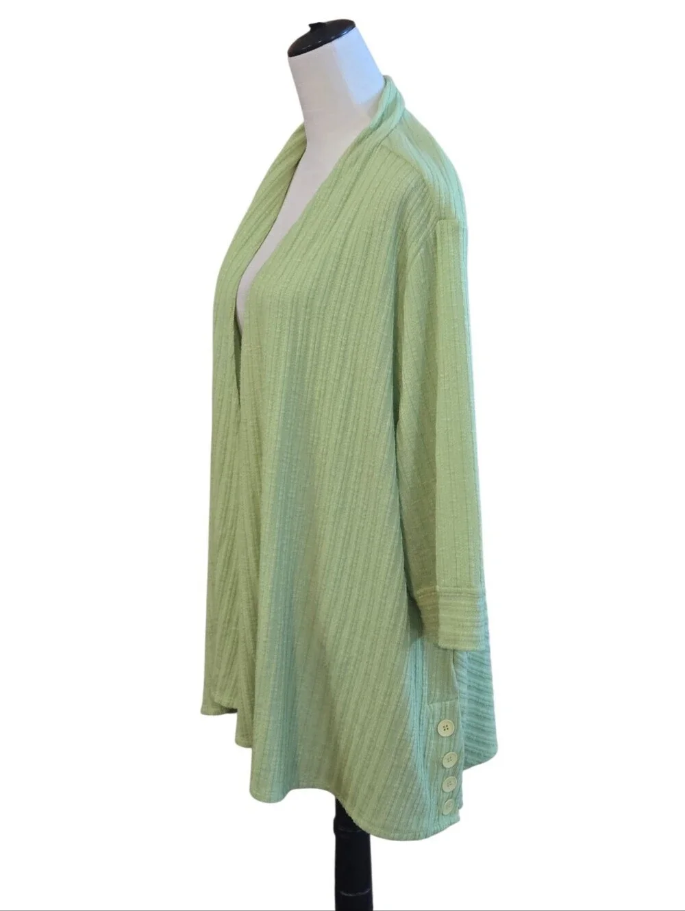 N Touch 2 pc Womens 2X Open Front Lime Green Textured Oversized Cardigan & Shell